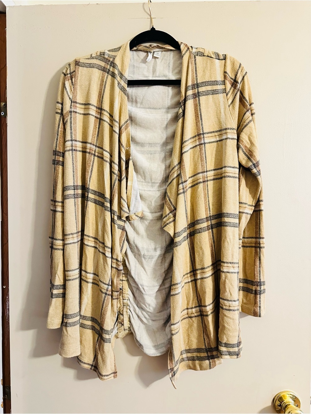 O'2nd Yellow Plaid Open-Front Jean Jacket